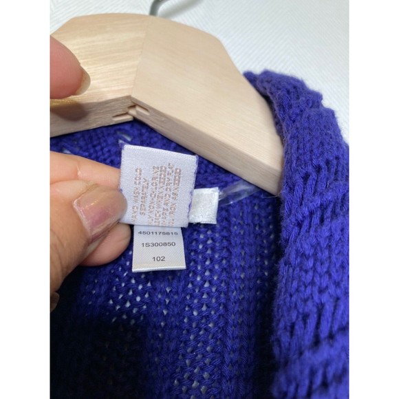 Chicos Draped Blue Cotton Blend Waterfall Cardigan Sweater Size Large Chicos 2 - Picture 9 of 10